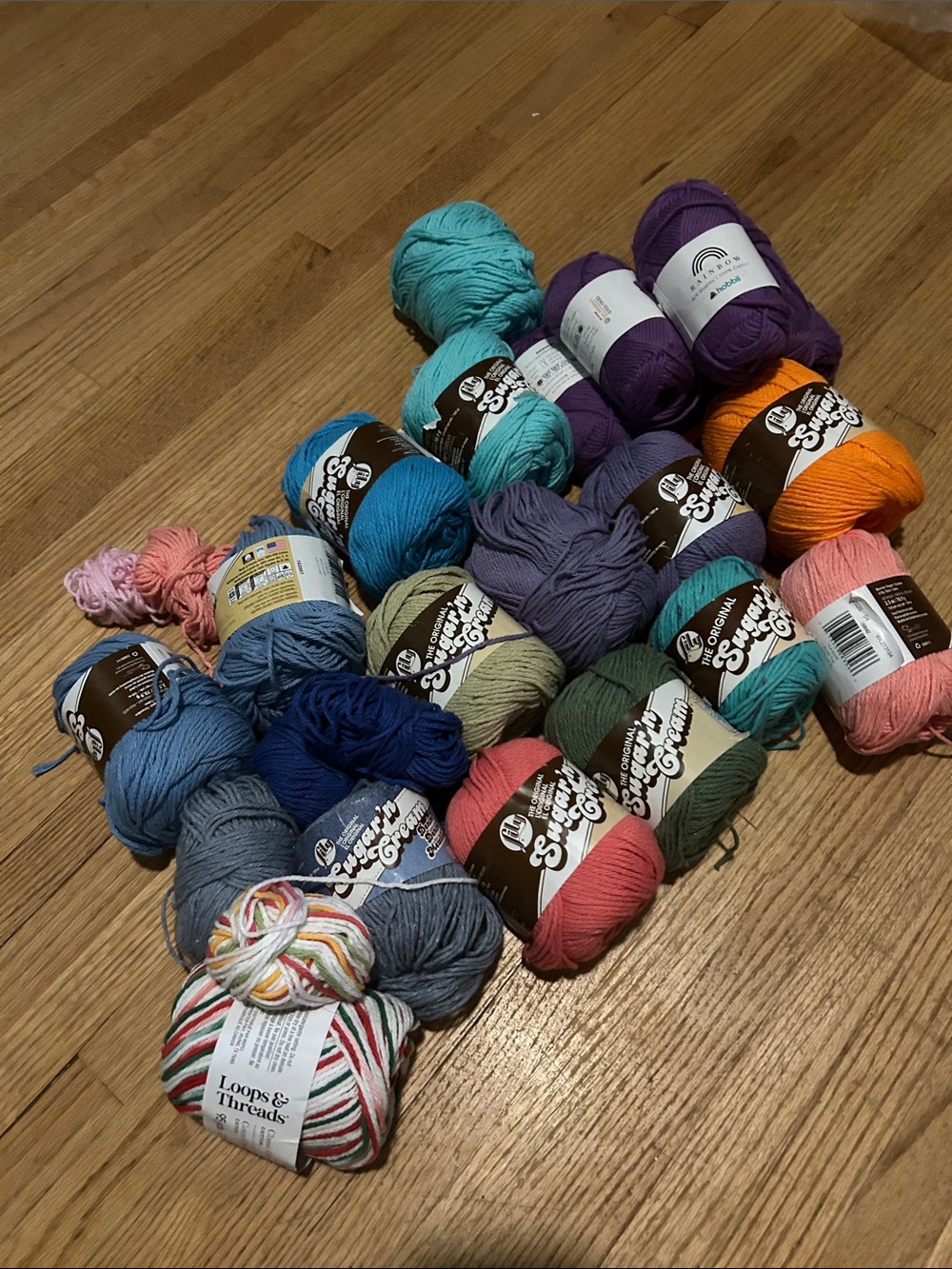 Lily Assorted Yarn Bundle in Purple, Blue, Teal, Orange and Green